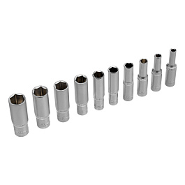 Набор удлиненных торцевых головок 1/4, шестигранные, CrV, 10 шт, 4-13 мм Stels