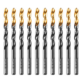 Сверло по металлу, 6,5 мм, HSS-Tin, Golden Tip, 10 шт. Denzel
